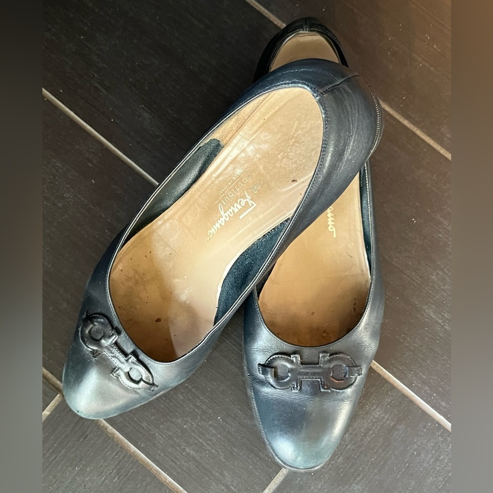 Ferragamo Black Gancini Leather
